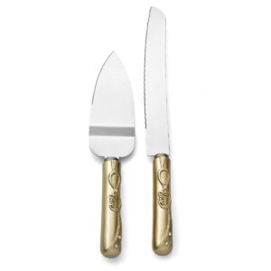 Gold 50th Anniversary Wedding Cake Knife and Server Set - Infinity Symbol