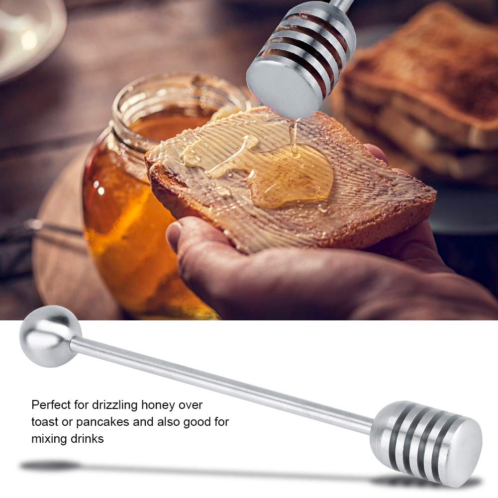 Honey Dipper Sticks, Solid Stainless Steel Honey and Syrup Dipper Stick Long Handle Honey Spoon Stirrer Mixing Tool for Honey Pot Jar Containers honey jar