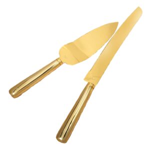 fashioncraft 2526 simple elegance classic gold stainless steel cake knife set, one size, gold