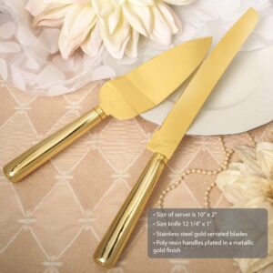 FashionCraft 2526 Simple Elegance Classic Gold Stainless Steel Cake Knife Set, One Size, Gold