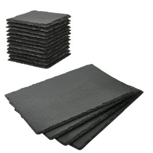 Set of 4 Slate Boards with 12 Square Coasters for Entertaining and Hosting