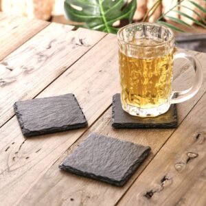 Set of 4 Slate Boards with 12 Square Coasters for Entertaining and Hosting