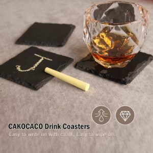 Set of 4 Slate Boards with 12 Square Coasters for Entertaining and Hosting