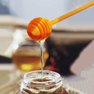 Honey Dipper Honeycomb Wand Sticks Honey Spoon 2PCS 6.6Inch Mini Honey Stirrer Stick for Honey Jar Dispense Drizzle Honey Wedding Party Favors