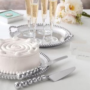 Mariposa Pearled Cake Server Set, One Size, Silver