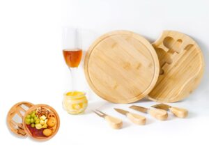 charcuterie board set, small cheese boards, bamboo cheese board and bamboo serving tray including 4 stainless steel knife, perfect choice for breakfast, dinners and special celebrations by anaxor