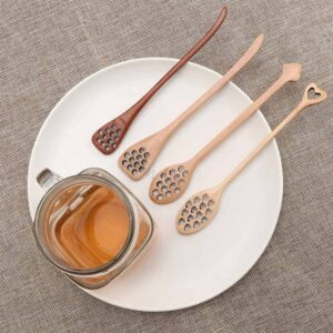 honey dippers, handmade spoon stirrer, long handle honey dipper mixing stick, wooden honey dipper, handmade honey drizzler(4pcs/set)