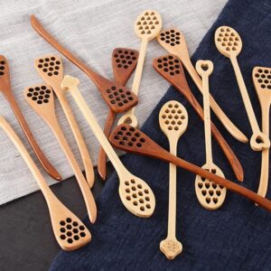 Honey Dippers, Handmade Spoon Stirrer, Long Handle Honey Dipper Mixing Stick, Wooden Honey Dipper, Handmade Honey Drizzler(4PCS/Set)