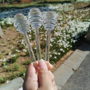 UUYYEO 2 Pcs 6 Inch Glass Honey Stirring Sticks Honey Spoon Stirring Scooper Honey Wand Stick for Honey Pot