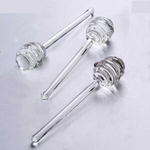 UUYYEO 2 Pcs 6 Inch Glass Honey Stirring Sticks Honey Spoon Stirring Scooper Honey Wand Stick for Honey Pot