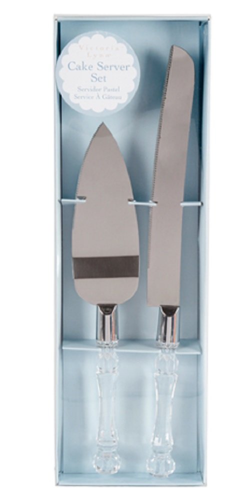 Darice 35745, Knife and Server Set, Faux Crystal