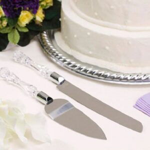 Darice 35745, Knife and Server Set, Faux Crystal