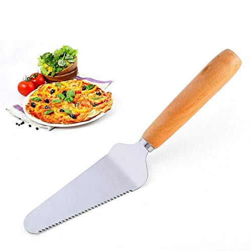 MBBITL 5 x Cake Server Pie Holder Large Triangular Spatula Beech Wood Handle Serrated Edge