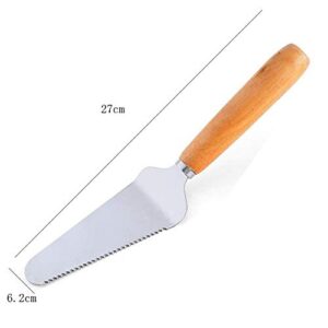 MBBITL 5 x Cake Server Pie Holder Large Triangular Spatula Beech Wood Handle Serrated Edge