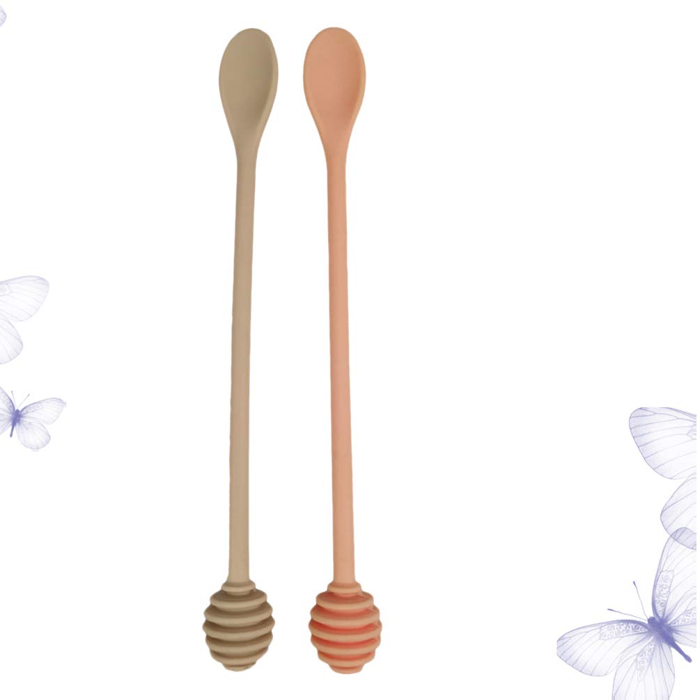 UPKOCH 2pcs Honeycomb Sticks Silicone Honey Dippers Honey Mixing Stick Long Handle Spoon for Honey Jar Random Color