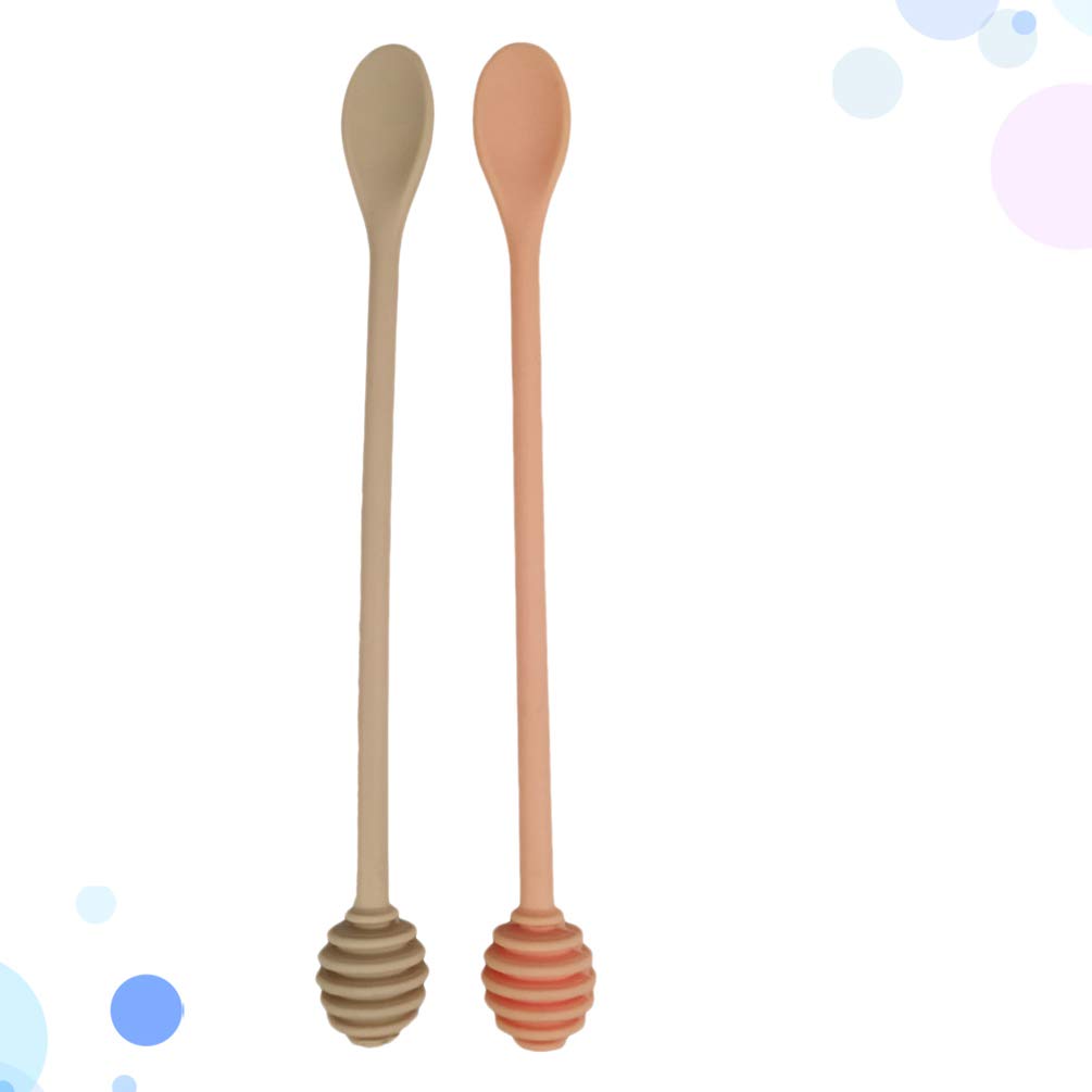 UPKOCH 2pcs Honeycomb Sticks Silicone Honey Dippers Honey Mixing Stick Long Handle Spoon for Honey Jar Random Color