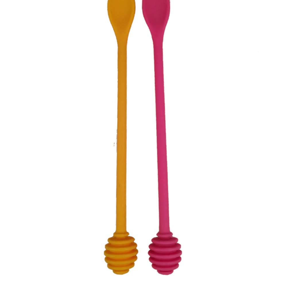 UPKOCH 2pcs Honeycomb Sticks Silicone Honey Dippers Honey Mixing Stick Long Handle Spoon for Honey Jar Random Color