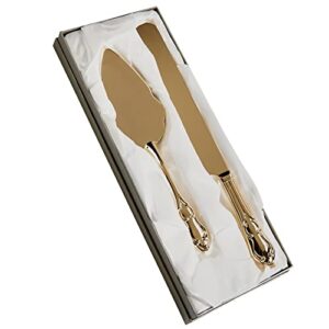 creative gifts 045592 cake/pastry server, 2-piece, 14.25-inch length, gold