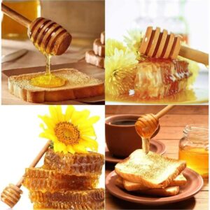 BetterJonny 100 Pieces Household Wooden Honey Dipper Sticks Portable 3 inch Mini Honey Dippers for Honey Jar Dispense Drizzle Honey