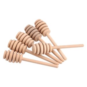 50pcs/set household mini wooden jam honey dipper jar dispensing collecting stirring rod stick,honey stick wooden honey dipper sticks,wood honey dipper for wedding party (10.5cm)