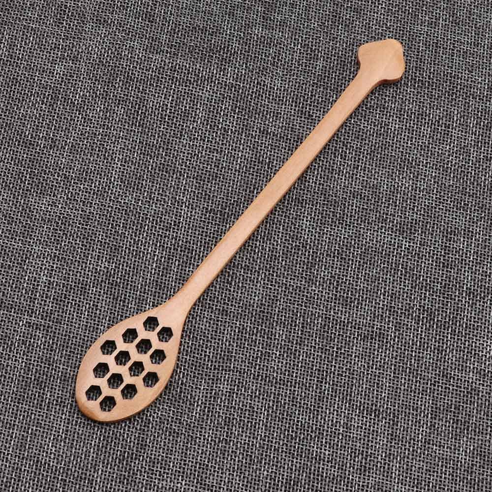 Honey Dipper Home Kitchen Stirrer Long Handle Wooden Drizzler Saver Spoon(Heart)