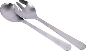 kitchen kemistry premium stainless steel salad server fork & spoon set (length 11 1/4 inches; cup width 2 1/2 inches) - set of 2