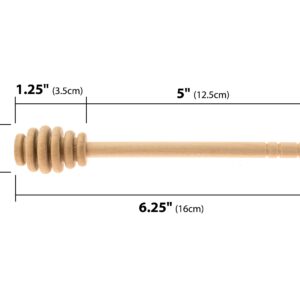 Honey Dipperz 6" Inches Long (16cm) Wooden Honey Dipper Drizzler Stirring Stick, Spoon Rod Muddler Dispense