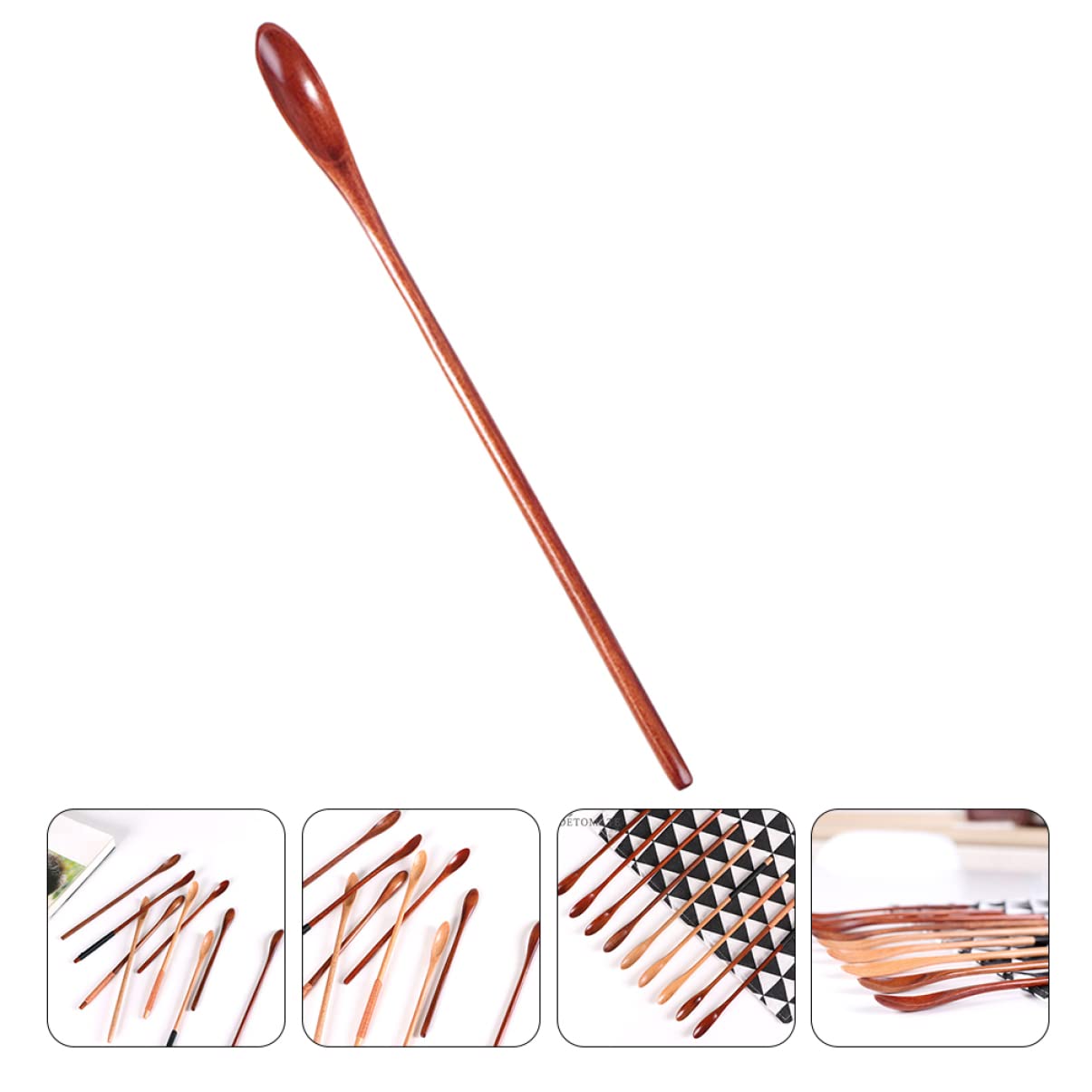 6 Pcs Thin Handle Mixing Spoon Honey Mixing Spoon Handle Wooden Spatula Wooden Honey Spoons Drink Spoons Dessert Wooden Spoon Yogurt Honey Wooden Honey Stirring Scoop Server Coffee