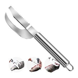 fish scale knife cut scrape dig 3-in-1 tool, stainless steel fish maw knife fish scaler remover, multifunction fish peeler open belly and dig out fish cleaner tool kitchen accessory