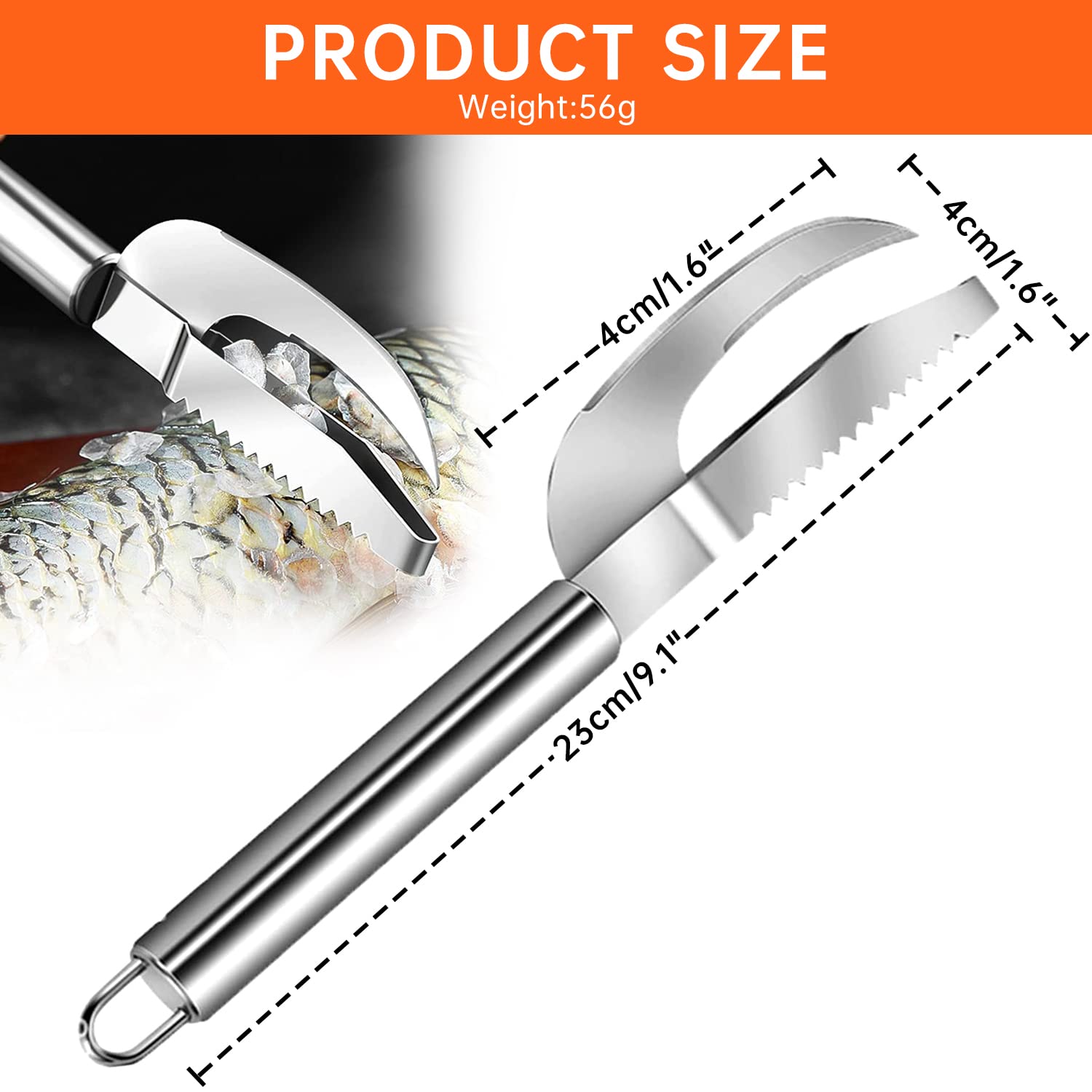 Fish Scale Knife Cut Scrape Dig 3-in-1 Tool, Stainless Steel Fish Maw Knife Fish Scaler Remover, Multifunction Fish Peeler Open Belly and Dig Out Fish Cleaner Tool Kitchen Accessory