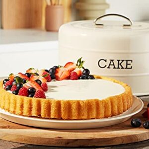 KitchenCraft Cake tin Living Nostalgia with lid 28,5x18cm, 28.5 x 18 cm, Antique Cream