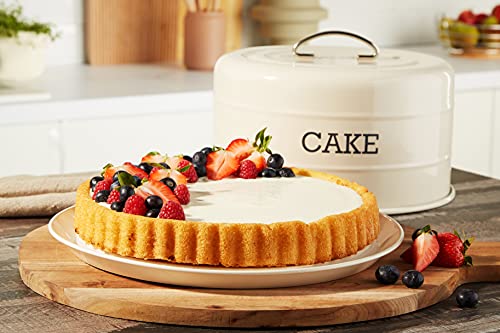 KitchenCraft Cake tin Living Nostalgia with lid 28,5x18cm, 28.5 x 18 cm, Antique Cream