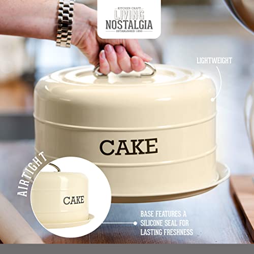 KitchenCraft Cake tin Living Nostalgia with lid 28,5x18cm, 28.5 x 18 cm, Antique Cream