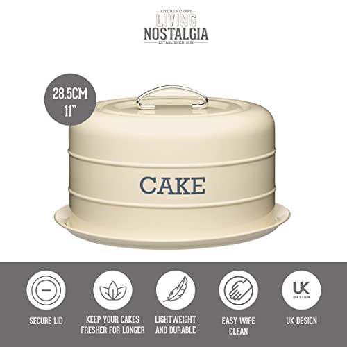 KitchenCraft Cake tin Living Nostalgia with lid 28,5x18cm, 28.5 x 18 cm, Antique Cream