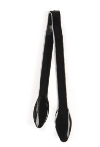 set of 3 - heavy duty black serving tongs - 12 inch - plastic disposable salad tongs - high heat plastic, catering, salads, bakery, buffets, bbq, ice, hot and cold foods (12")