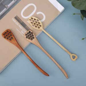 3Pcs Bionic Wood Honey Dipper 7" Mixing Spoon Sets with Long Handle Reusable Drinks Stirring Rod for Coffee Milk and Tea