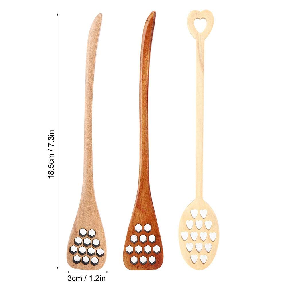 3Pcs Bionic Wood Honey Dipper 7" Mixing Spoon Sets with Long Handle Reusable Drinks Stirring Rod for Coffee Milk and Tea