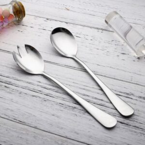 LUMoony Stainless Steel Salad Cutlery 4Pcs 20Pcs Salad Spoon Fork Set Salad Mixing Fork Spoon Salad Fork and Serving Spoon Set for Kitchen Dining Salad Tongs Serving Tableware