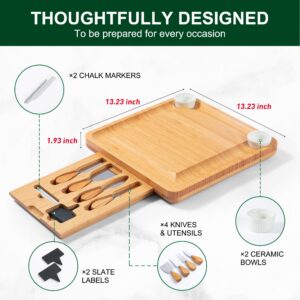 Greenual Extra Large Charcuterie Boards, Bamboo Cheese Board and Knife Set, Charcuterie Board Set and Cheese Tray Platter - House Warming Gifts New Home, Gifts for Couple, Bridal Shower Gift for Women