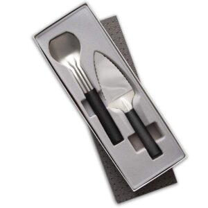 rada cutlery pie server and ice cream scoop – pie a ’la mode gift set with black steel resin handles