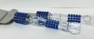 royal blue cake knife & server set design with simulated rhinestone for all party occasions