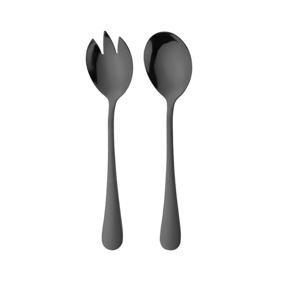 ARFUKA Salad Servers Salad Spoons and Fork Set Stainless Steel Serving Utensils for Salad Gravies or Pasta Rose Black