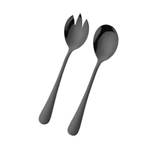 ARFUKA Salad Servers Salad Spoons and Fork Set Stainless Steel Serving Utensils for Salad Gravies or Pasta Rose Black