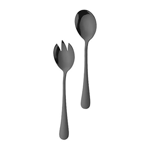 ARFUKA Salad Servers Salad Spoons and Fork Set Stainless Steel Serving Utensils for Salad Gravies or Pasta Rose Black