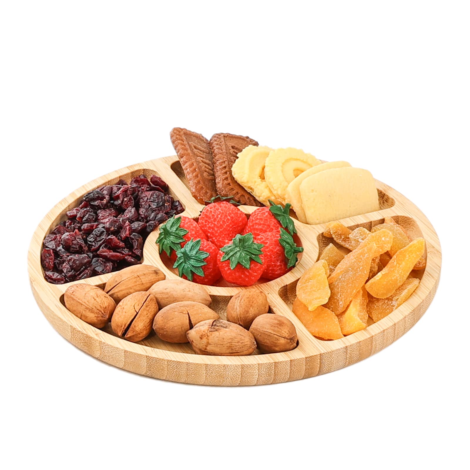 Round Cheese Board, Large Charcuterie Board 10 inch, Bamboo Cheese Serving Platter for Dinner, Party or Wedding, Fruit Tray for Daily Entertaining Guests