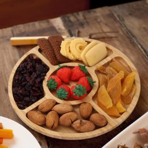 Round Cheese Board, Large Charcuterie Board 10 inch, Bamboo Cheese Serving Platter for Dinner, Party or Wedding, Fruit Tray for Daily Entertaining Guests