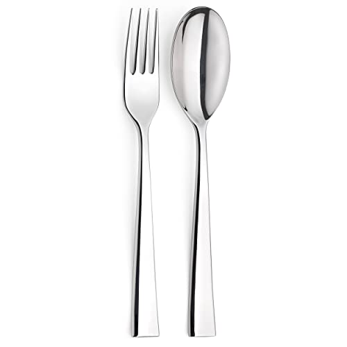 Thomas P501348 2-Piece Kitchen Dining Serving Cutlery Set, Stainless Steel, Includes Large Fork and Spoon, Easy Grip Handles, Ideal for Serving Salad, Pasta, Vegetables, Sharing Dishes