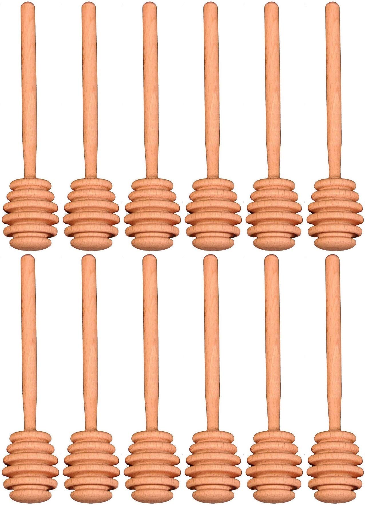 Creative Hobbies® 6 Inch Wood Honey Dipper Stick Server for Honey Jar Dispense Drizzle Honey New | Pack of 12