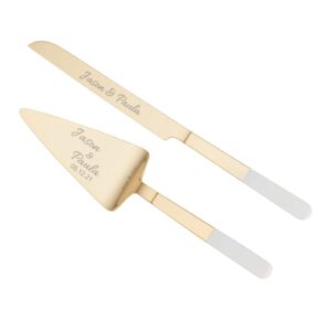 kate spade bridal with love gold personalized cake wedding cake cutting set, custom engraved wedding cake knife and server set, accessories and gifts for bride and groom