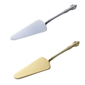 mcles stainless steel dessert server spatula, cake pie pastry server pack of 2,pie spatula cake server spatula luxurious pie server spatula for pizza,cheese, gold and silver cake shovel